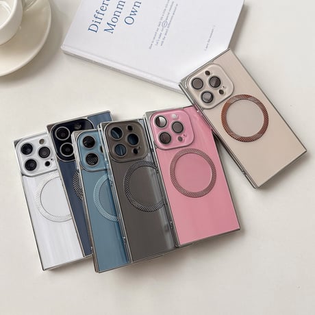 スクエア iPhone16/16promaxケース Magsafe対応 iPhone15pro/14/13proカバー カメラ保護 頑丈 艶感 シック[M5392]