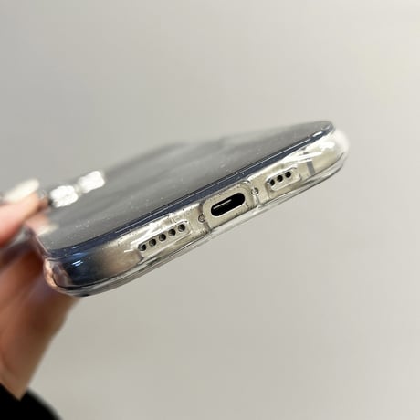 ぼかしブラック iPhone16/16plusケース  耐衝撃加工 iPhone15Pro/14/13pro/12クリアケース キラキラ かわいい レンズ保護[M4816]