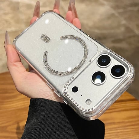 きらめくビジュー iPhone17Pro/17ケース MagSafe対応  iPhone17ProMax/16Pro/15ケース 大人ガーリー 上品 高級感たっぷり [M5862]