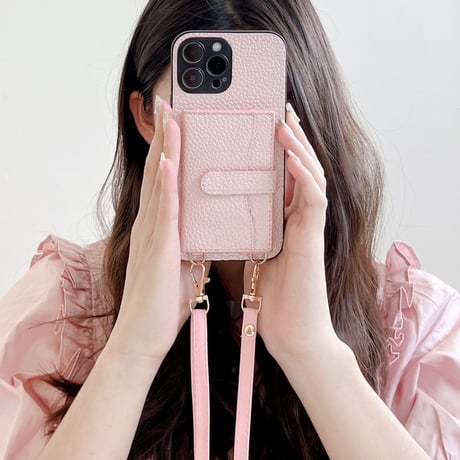 iphone14Plus/13proケース  カード入れ3個 ショルダー付き レザーアイフォン12mini/11カバー  高品質 便利 スタンド機能 [M2163]
