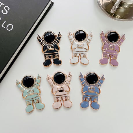 宇宙飛行士 スマホグリップ  可愛い スマホスタンド 落下防止 リング 超キュート  便利多機能 艶あり メッキ いいプレゼント[M2140]