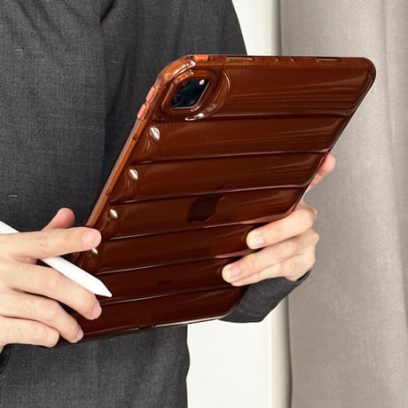 透明 ダウンジャケット iPadAirケース  艶あり iPadPro10.5/9.7インチカバー ipad mini4/5/6カバー  シンプル 耐衝撃 男女兼用[M2477]