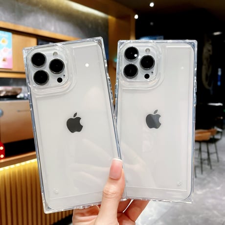スクエア クリアiphone13/12promaxケース 高透明感 iphoneXS/11promaxカバー   シンプル無地  ツヤあり [M1966]