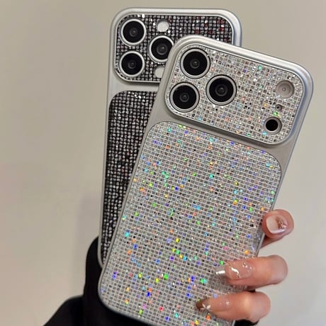 キラキラグリッター iPhone17Pro/17ケース クリスタルストラップ iPhone17promax/16/15proケース  大人可愛い カメラカバー付[M5892]