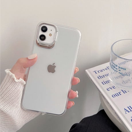 スマホスタンド付 アイフォン13mini/13promaxカバー  高品質 指紋汚れが付きにくい  iphone12/11ケース   クリア 耐衝撃  M1029