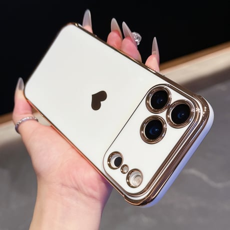 ハート柄 iPhone17Pro/17ケース メタルカラー iPhone17AIr/17Promaxケース 女子力UP 艶感 耐久性あり [M5663]