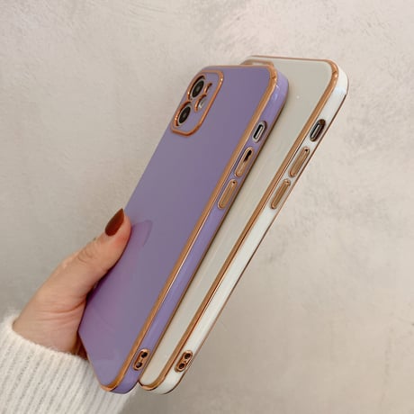 シンプル風ツヤあり iphone12pro/SE2ケース 金色枠ツヤ高級感アイフォン11promax/XSMAXカバー  頑丈耐久性耐衝撃ソフトケース M307