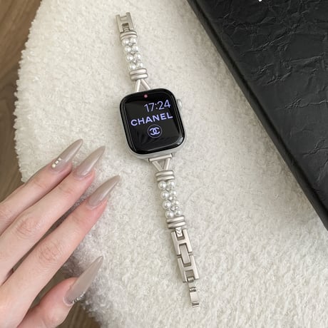 パールチェーン AppleWatchバンド エレガント 高品質高級感 アップルウォッチ10/9 ベルト Ultra3/2/1 Series 10/9/8 SE3/2/1 セレブ愛用 [M5540]