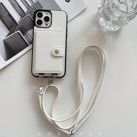 カード入れ5個 iPhone14/15proケース レザー製 アイフォン13/12/11proケース  長さ調整可ストラップ付 高品質 [M2795]