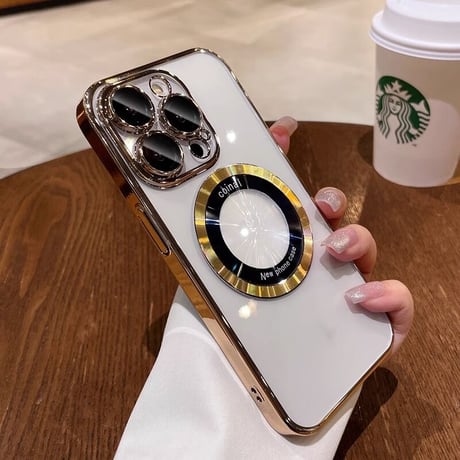iPhone16/16Proケース MagSafe対応 カメラ保護 クリア メッキ 黄ばまないアイフォン15pro/14/13proカバー[M3521]
