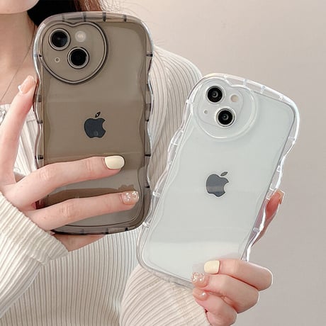 滑りにくい透明 iphone14plus/13proケース  ハート型カメラレンズ アイフォン12/11カバー  波紋枠 可愛い[M2178]