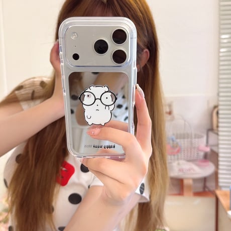 犬ちゃんミラー iPhone17Pro/17ケース 光沢感 iPhone16Pro/15Pro/14ケース 丈夫 便利 ギフトに最適[M6503]