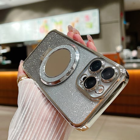 鏡付Magsafeリング iPhone15pro/15promaxケース コスパ最強 スタンド iPhone14pro/13/12カバー お買い得  [M4168]