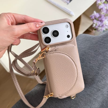 鏡付カード入れ付 iPhone17Pro/17eケース  レザー アイフォン16/15pro/13mini/12/14カバー ショルダーストラップ 高品質 超便利[M6212]