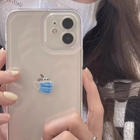 可愛いマスク iphone13mini/13promaxケース  クリア iphone12/11promaxカバー  面白い 耐衝撃 シンプルM998