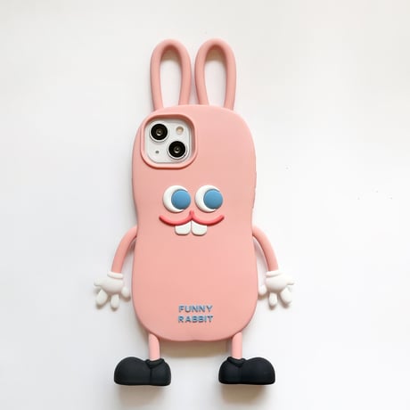 ウサギ iPhone14/13ケース ピンク シリコンアイフォン12/11カバー かわいい 耳持ち手 頑丈 プレゼントにおすすめ  [M3117]