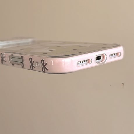 リボン柄ミラー iPhone17Pro/17ケース 2層構造 頑丈 iPhone17ProMax/16Pro/15カバー かわいい 女子力アップ [M6218]