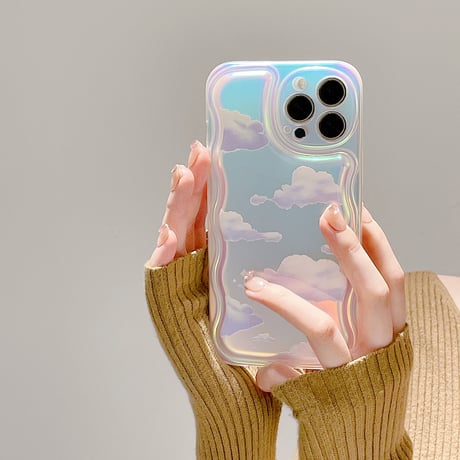 曇り空 iphone14/13proケース 光る アイフォン12/11promaxカバー  オシャレ  頑丈 光によって変色[M2073]