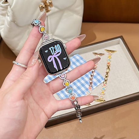 ジュエリーハート AppleWatchバンド ダイヤ メタル AppleWatchベルト Series 11/10/9/8 SE3/2  Ultra3/2/1 高級感高品質 上品[M6485]