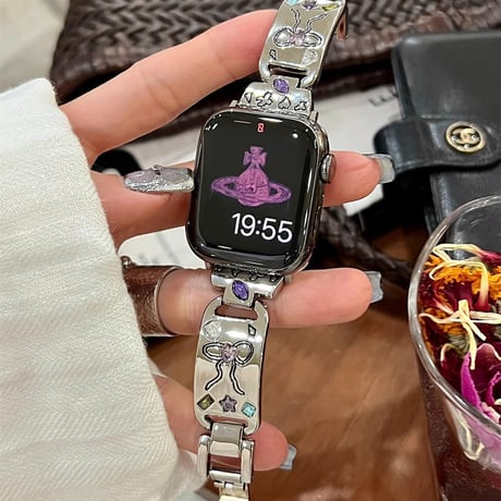 ストーンリボン Apple watch10/9 バンド Ultra series8 7 6 5 4  3 2 SE SE2 オシャレアップルウォッチベルト かわいい 高級感[M4599]