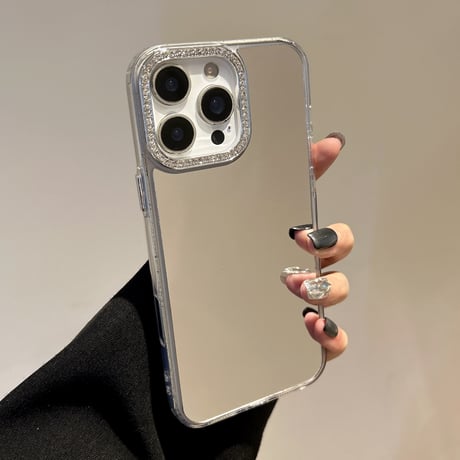 メイク直し鏡 iPhone16pro/17ケース ジュエリーデコ iPhone15pro/14plus/13promaxカバー  高級感 丈夫 [M5503]