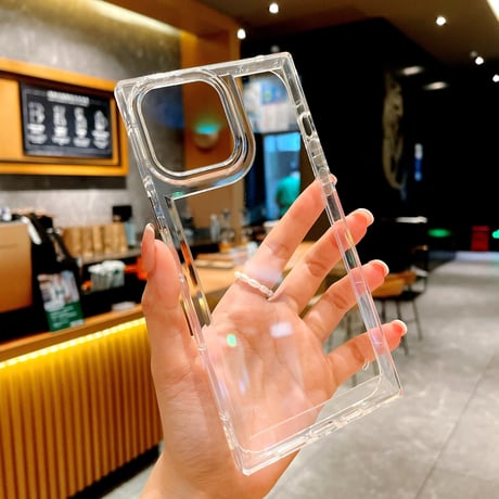 スクエア クリアiphone13/12promaxケース 高透明感 iphoneXS/11promaxカバー   シンプル無地  ツヤあり [M1966]