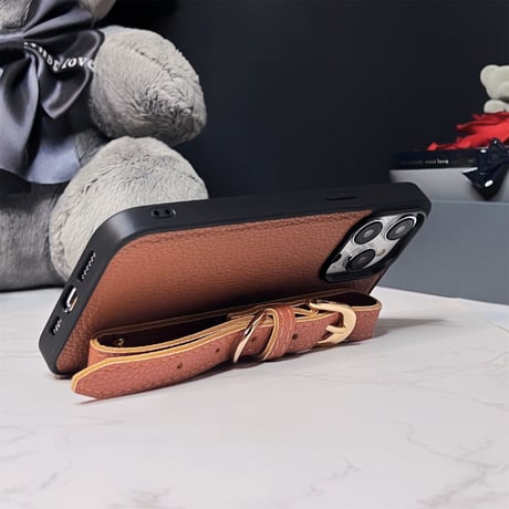 iPhone15/15proケース レザー ベルト付き シック iphone14/12/13カバー ファッション 便利[M3511]
