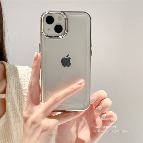 【iPhone16対応】黄ばまないアイフォン15pro/14promaxケース 高透明  高級感 メッキ 耐衝撃加工[M2260]