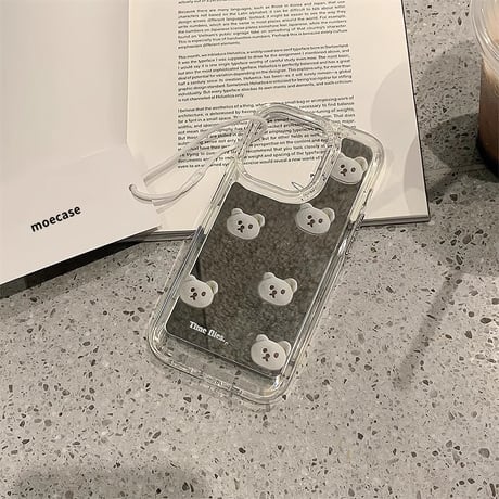 クマちゃんミラー iPhone16/16Proケース かわいい iPhone15plus/14pro/13カバー メイク鏡 ギフトにおすすめ[M4934]