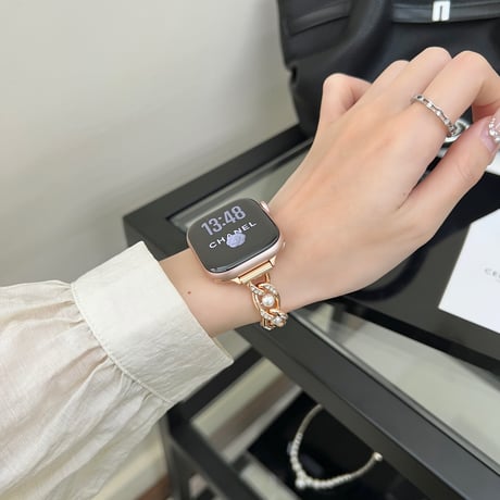 パールとメタル  AppleWatchバンド ダイヤデコ AppleWatchベルト Series 11/10/9/8 SE3/2  Ultra3/2/1 高級感高品質 シック[M6448]