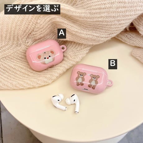 熊 Airpods4/3ケース  めっちゃ可愛い Airpodspro2/proカバー ピンク お揃い プレゼントにおすすめ[M4702]