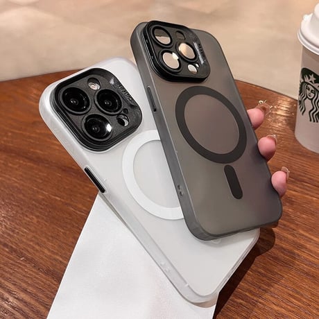 カメラカバースタンド一体型 iPhone15pro/15promaxケース MagSafe対応 指紋防止 iPhone14/13/12カバー シンプル風[M3612]