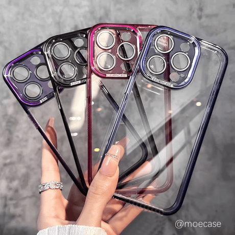 高透明 iPhone15/15proケース 滑り止め 丈夫iphone14Pro/13promaxケース 黄ばまない 画質に影響しないレンズフィルム付[M3738]