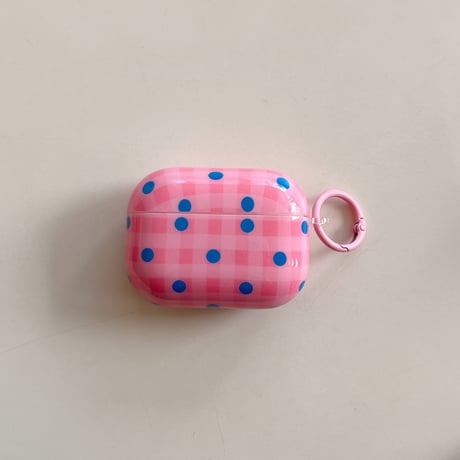 チェック柄と水玉模様 AirpodsPro3ケース 韓国っぽ Airpods3/pro2カバー 可愛い リング付 ギフトに[M6020]