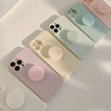 淡色 iPhone14/13カバー グリップ付 シンプル風 アイフォン12pro/11ケース  全面保護 シック トレンドファッション[M3263]