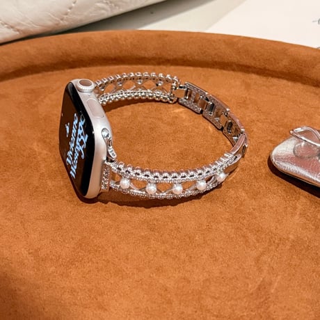 レーストリム アップルウォッチバンド パール 透かし彫り AppleWatchブレスレット Series11/10/9/8 SE3/2 40/41/42mm 高級感高品質 [M6276]