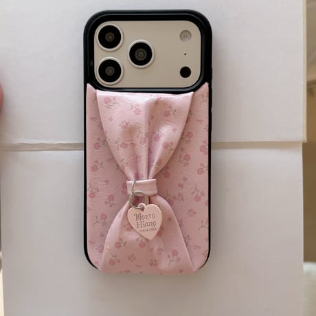 リボンベルト iPhone17Pro/17ケース 花柄 皮っぽ iPhone16Pro/15/14ケース 淡色系 ガーリーファッション人気品[M6085]