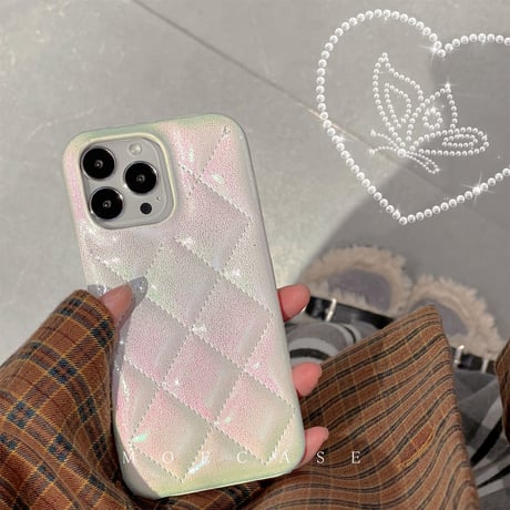 セレブ愛用 iPhone14/14proケース 光るレザー 菱形アイフォン13/12proカバー 高級感高品質 可愛い オシャレ  キラキラ[M2759]