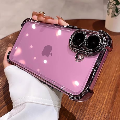 耐衝撃加工 iPhone16pro/16promaxケース メッキ クリアiphone15pro/14/13promax/12カバー 黄ばまない 丈夫[M4665]