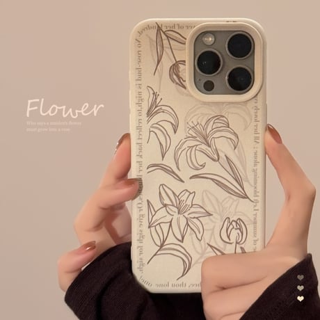 ゆり 花柄 iPhone16Pro/16ケース 高級感 iPhone15Pro/14Promax/13/12カバー エレガント 指紋防止 大人女子必見 [M4825]