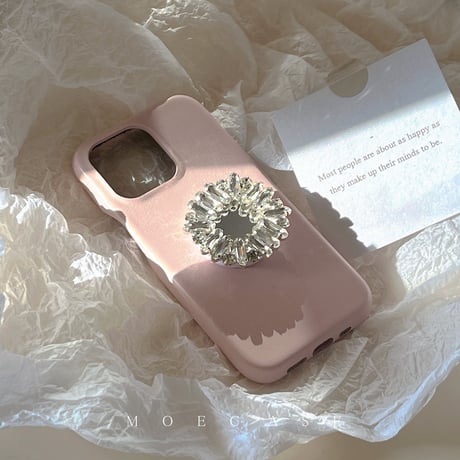 ジュエリーミラーグリップ iPhone14/15ケース 革製アイフォン13/12/11proカバー お洒落 高級感 便利[M2745]