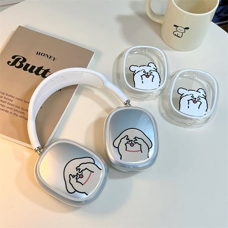 可愛い AirPodsMax専用ケース 犬ちゃん エアーポッズ マックス専用カバー お揃いクリアケース ギフトに最適[M4240]