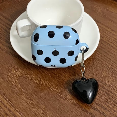 韓国風 Airpods4ケース 水玉模様 AirpodsPro2ケース airpods3/2カバー  かわいい ハートキーチェーン付 シック [M5322]