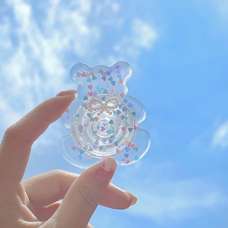 グリッタークマちゃん スマホグリップ 可愛いデコポップソケット タンド機能付き おしゃれスマホソケット おしゃれ 綺麗M646