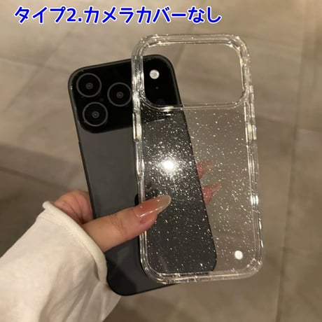 iPhone17ケース ラベンダー/セージ/ミストブルーに合う iPhone17Pro/Air/ProMaxケース キラキラ ラメ入り ピンク/ブラック 透明[M5869]