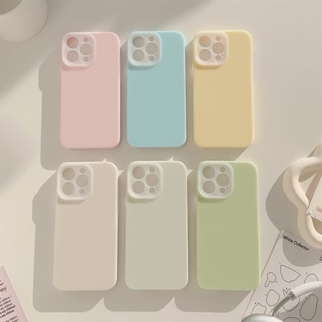 淡色系 iPhone15Pro/15ケース シリコン製 iPhone14Pro/13/12カバー 手さわりいい 丈夫 包装BOX付[M4502]