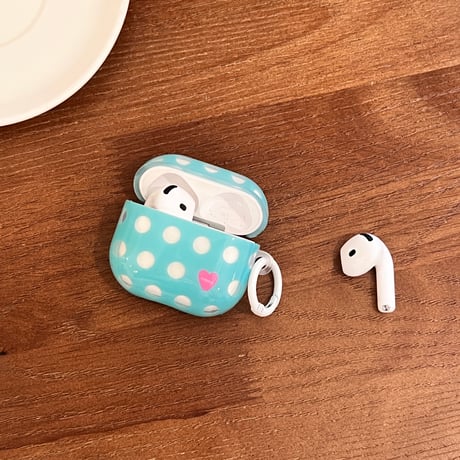 水玉模様とハート柄 AirpodsPro3ケース  光沢感 Airpods4/3カバー pro2/Pro1ケース 可愛い お揃いコーデにおすすめ[M6460]
