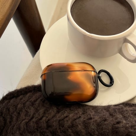 ぼかしブラウン Airpods 4ケース 琥珀色 Airpodspro2/proカバー Airpods3/2 高級感ストラップ 光沢感ある[M4851]