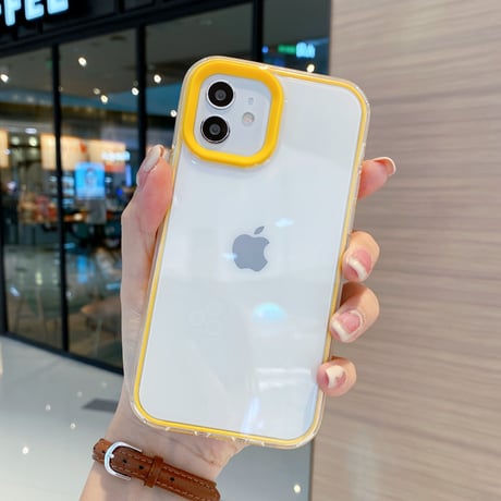 【iPhone15対応】カラー枠クリア iphone13mini/13promaxカバー  お揃い iphone11/12miniケース   頑丈 シンプルコーデ   M1101