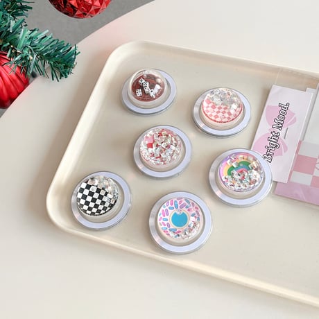 動くダイヤ入り スマホグリップスタンド マグネットタイプ  可愛い オシャレ 綺麗 キラキラ トレンド感 実用 人気 ギフトにおすすめ[M4029]